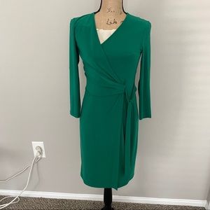 Anne Klein Green  Faux-Wrap Dress
